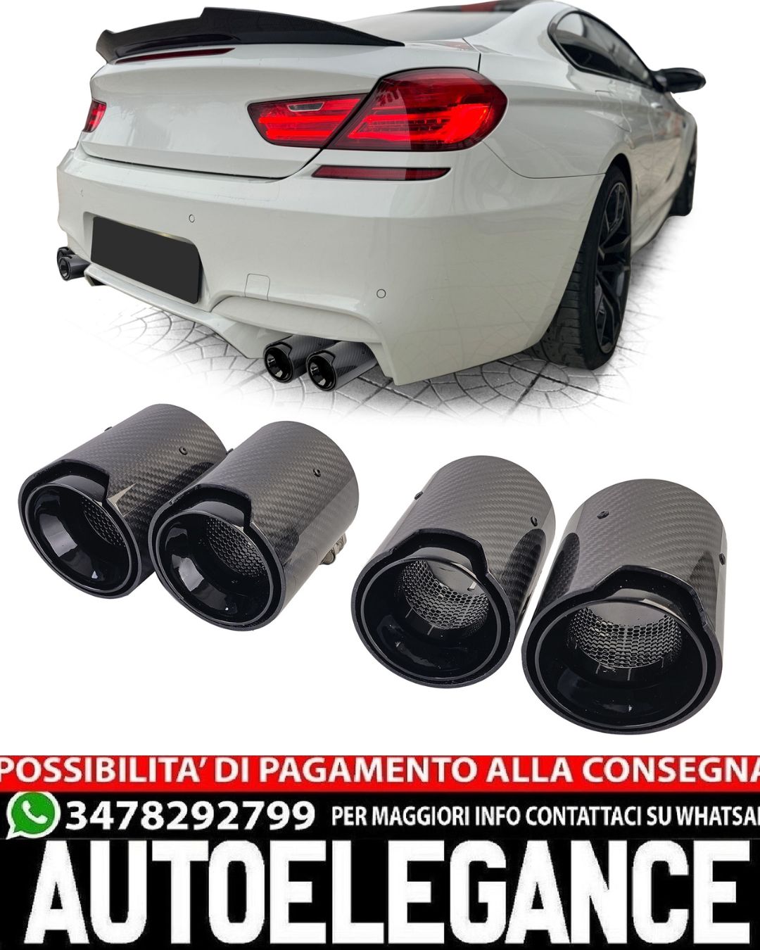 TERMINALI IN CARBONIO ADATTI PER BMW SERIE 6 F12 F13 F06 LOOK SPORTIVO