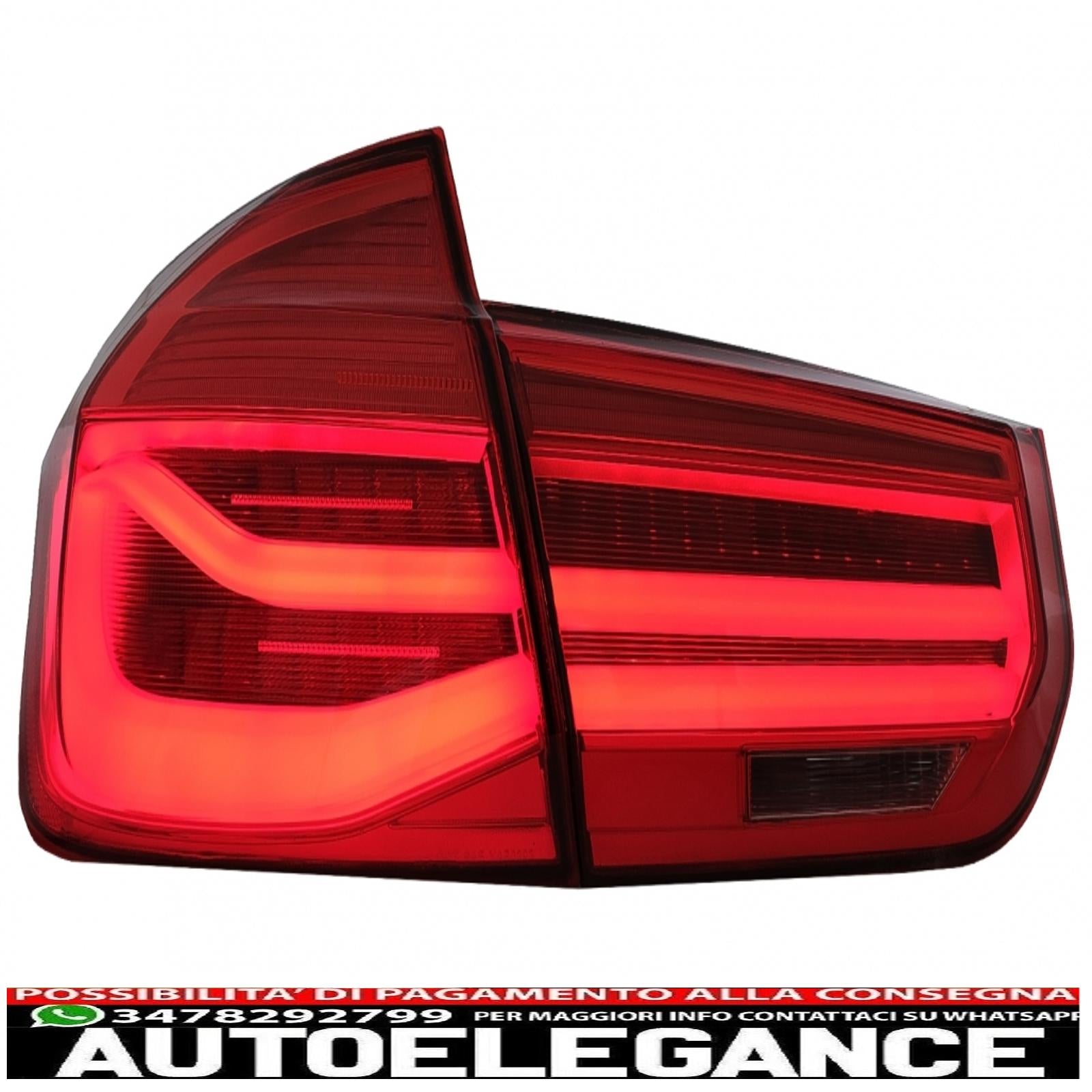 conversione fanali posteriori a led al design lci adatti per bmw serie 3 f30 pre lci lci (2011-2019) rosso trasparente con luce di svolta sequenziale dinamica AUTOELEGANCERICAMBI