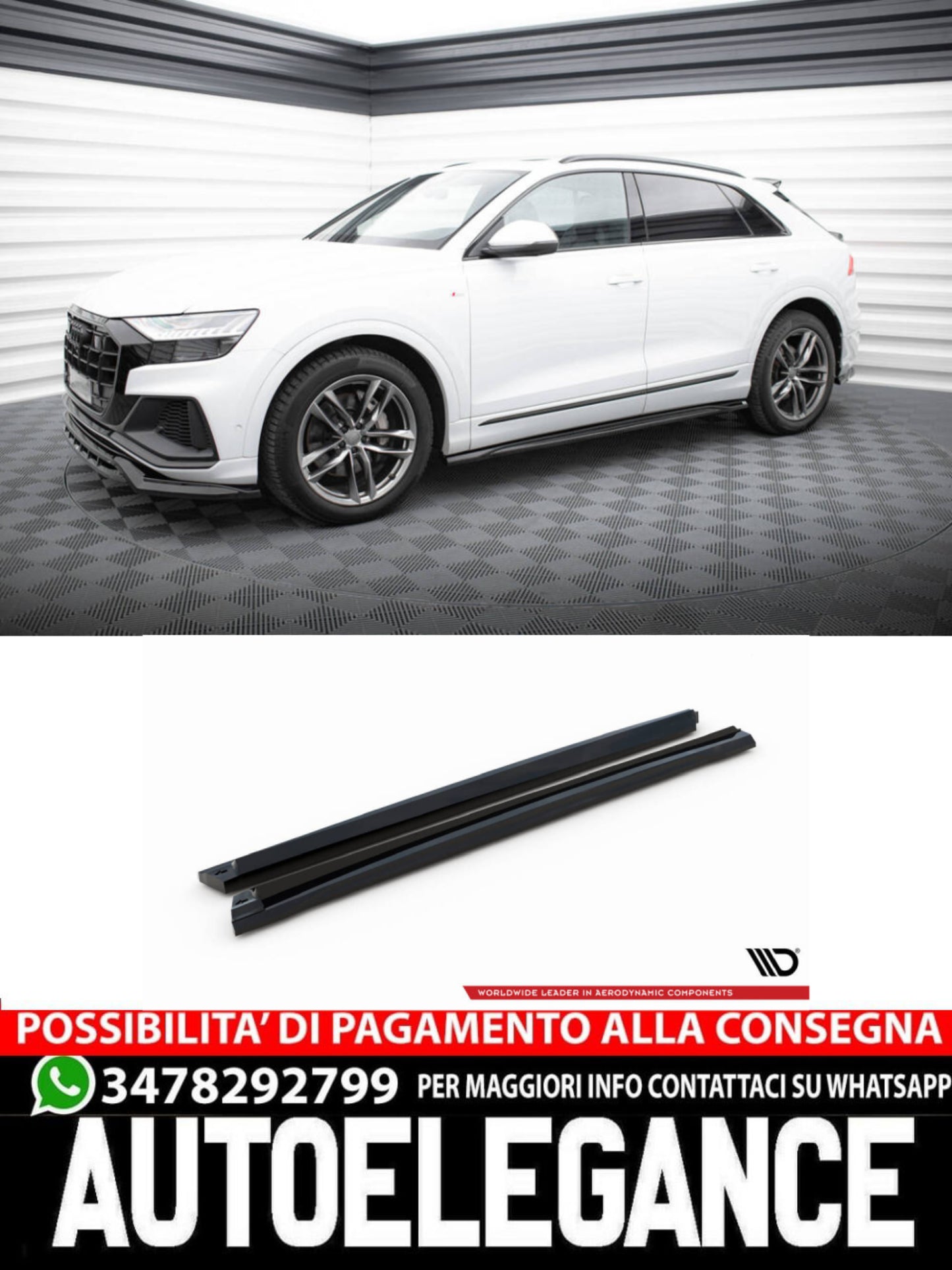 MINIGONNE LATERALI compatibili per V.2 AUDI SQ8 / Q8 S-LINE MK1  2019-2023