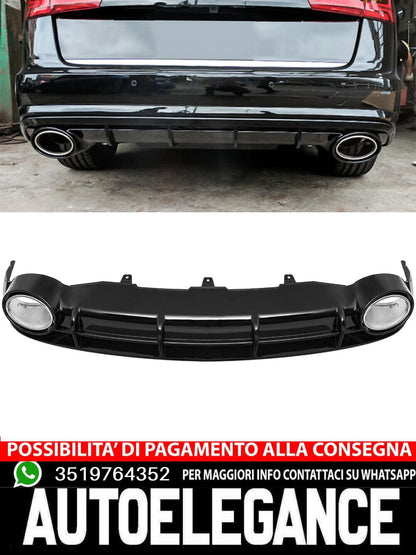 Diffusore posteriore paraurti adatto per Audi A6 C7 berlina 2011-14 nero lucido