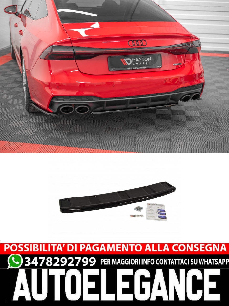 SPLITTER POSTERIORE CENTRALE AUDI A7 S-LINE C7 FL (SENZA BARRE VERTICALI) ( 2014-2017)