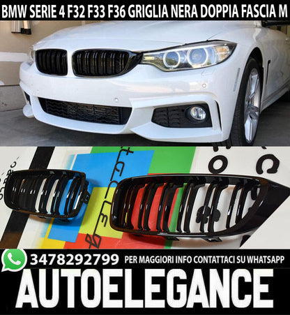 GRIGLIA ANTERIORE NERO LUCIDO DOPPIA FASCIA BMW 4 F32 F33 F36 LOOK SPORTIVO 0040