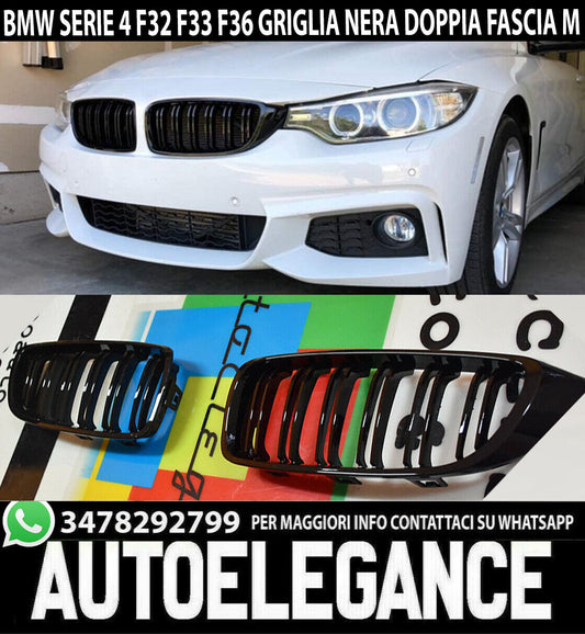 GRIGLIA ANTERIORE NERO LUCIDO DOPPIA FASCIA BMW 4 F32 F33 F36 LOOK SPORTIVO 0040
