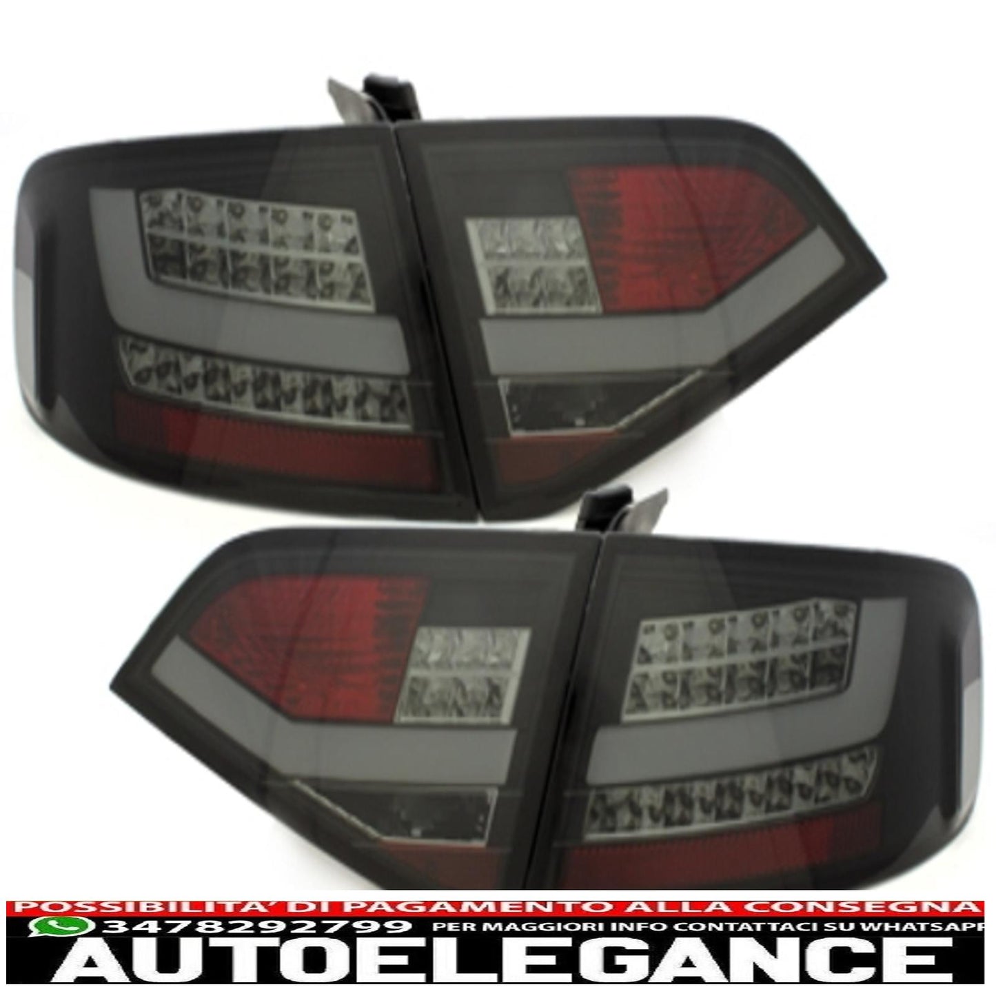 led rear lights suitable for audi a4 b8 8k sedan 2007-2010 black/smoke