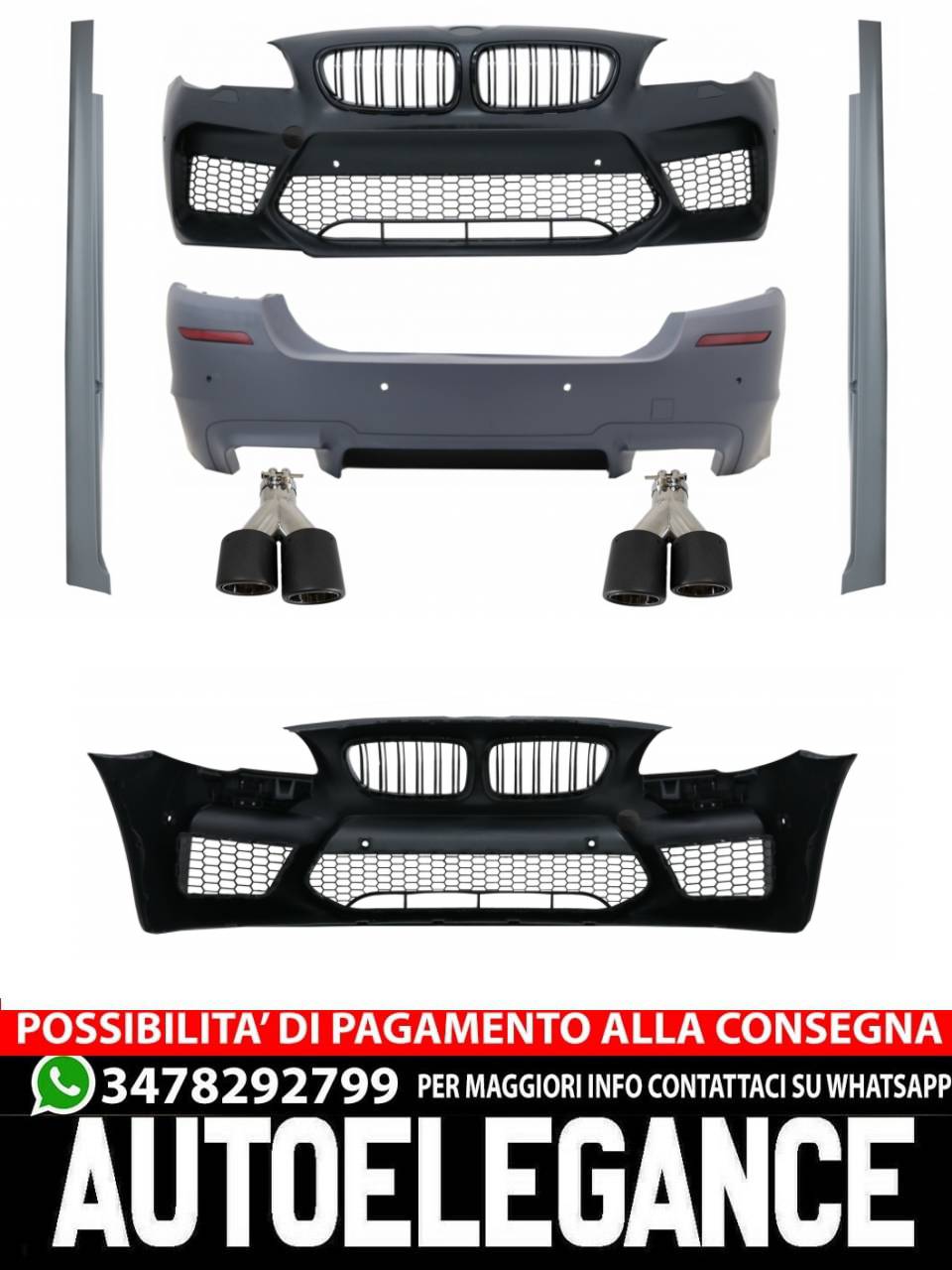 Kit carrozzeria adatto per BMW Serie 5 F10 (2011-2017) Paraurti con minigonne
