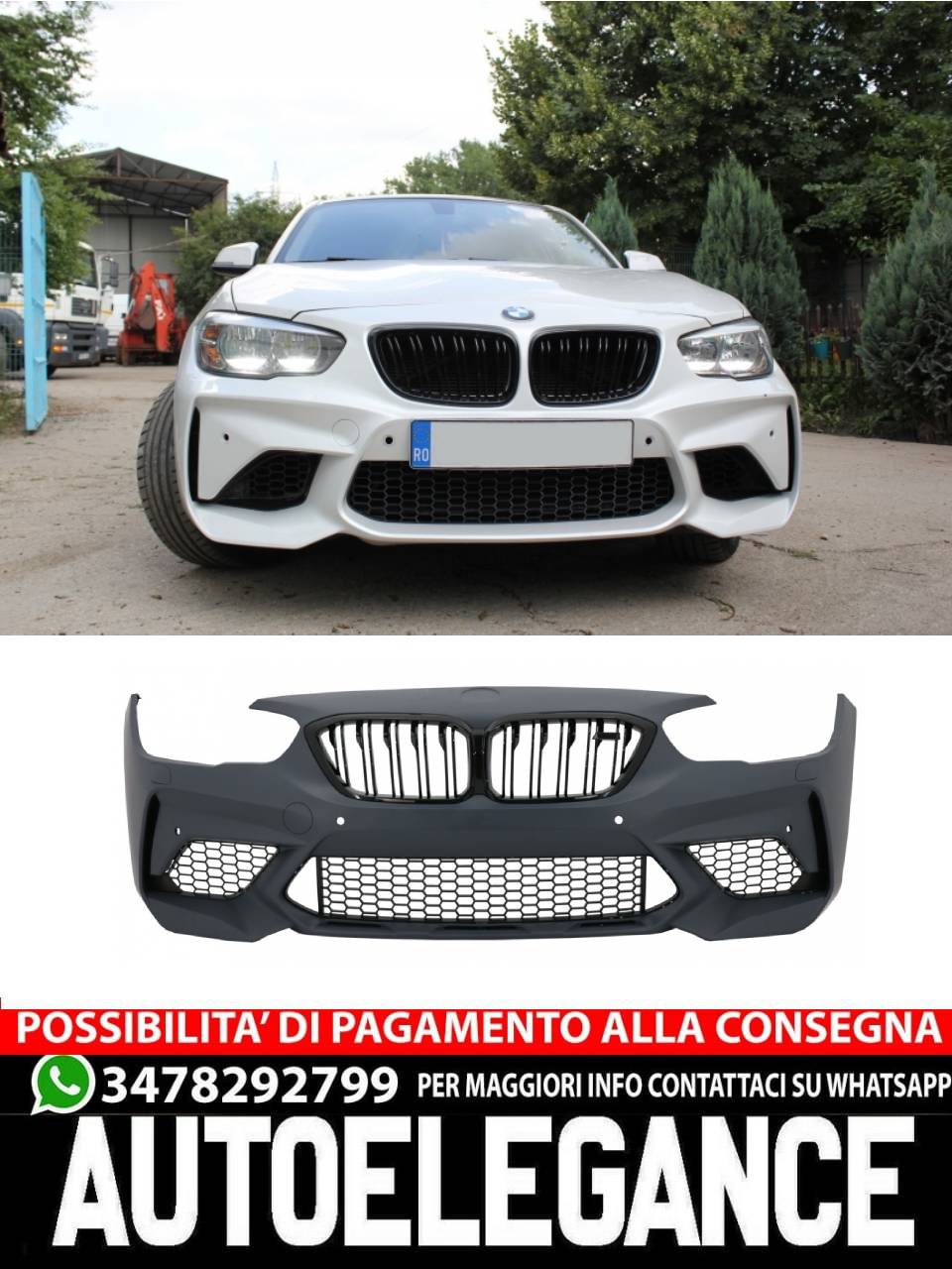 Paraurti anteriore adatto per BMW Serie 1 F20 F21 LCI (2015-06.2019) M2 Design