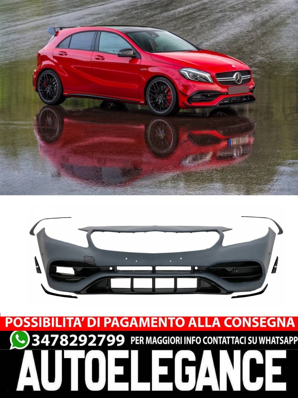Paraurti anteriore adatto per Mercedes Classe A W176 (2012-2018) A45 Design