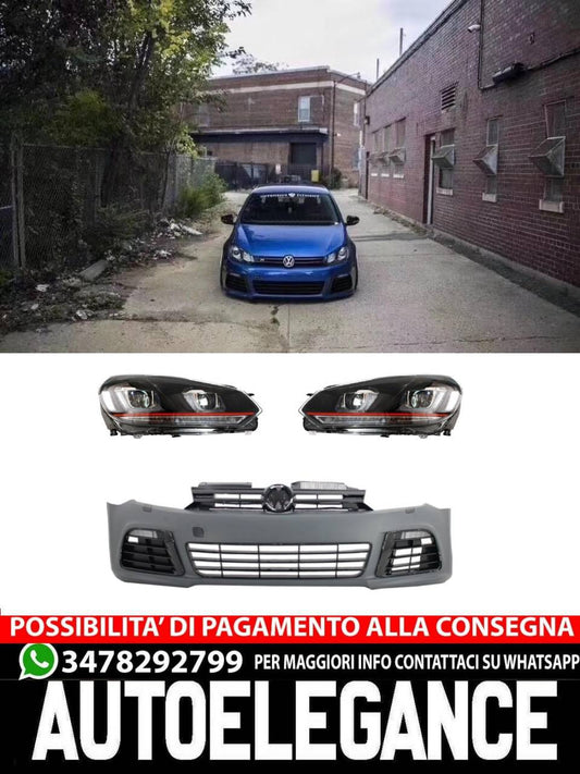 Front bumper suitable for VW Golf VI 6 (2008-2013) R20 Look with 3D LED Headlights