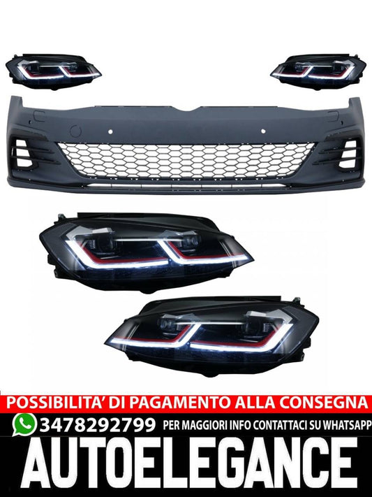 Paraurti anteriore adatto per VW Golf VII 7.5 (2017-2020) e fari anteriori a LED