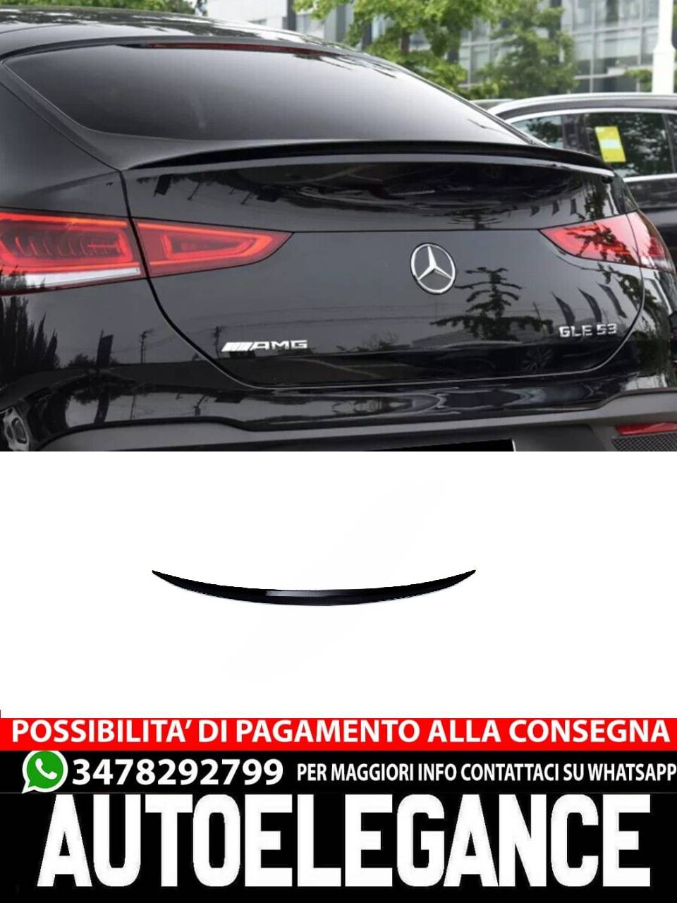 SPOILER BAULE BAULE ALA POSTERIORE nero lucido per Mercedes GLE AMG coupé C167 2019