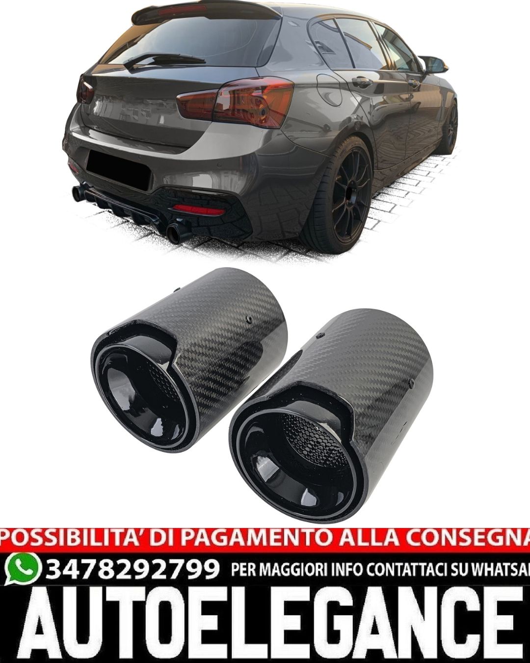 TERMINALI IN CARBONIO ADATTI PER BMW SERIE 1 F20 F21 LOOK SPORTIVO