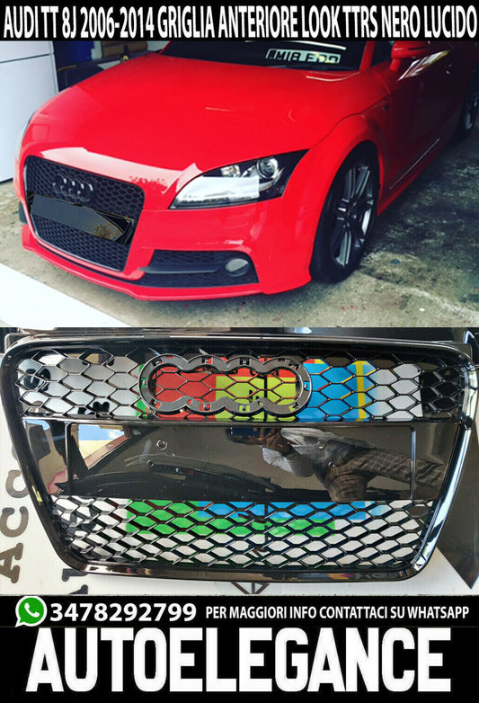 GLOSS BLACK FRONT GRILLE FOR AUDI TT 8J 2006-2014 RSTT 0051 CALANDRA