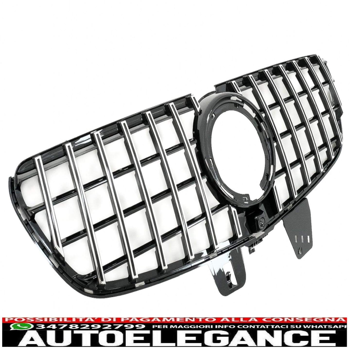 central grille suitable for mercedes v class w447 facelift (2020 onwards) gt r design panamericana black chrome