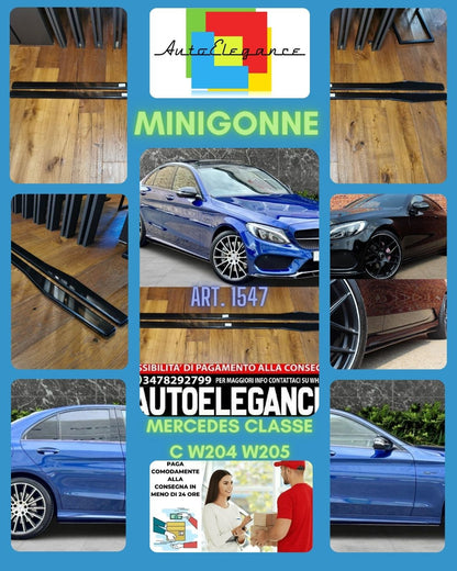UNDER SKIRTS SUITABLE FOR MERCEDES C CLASS W204 W205 2007-2019 GLOSSY BLACK