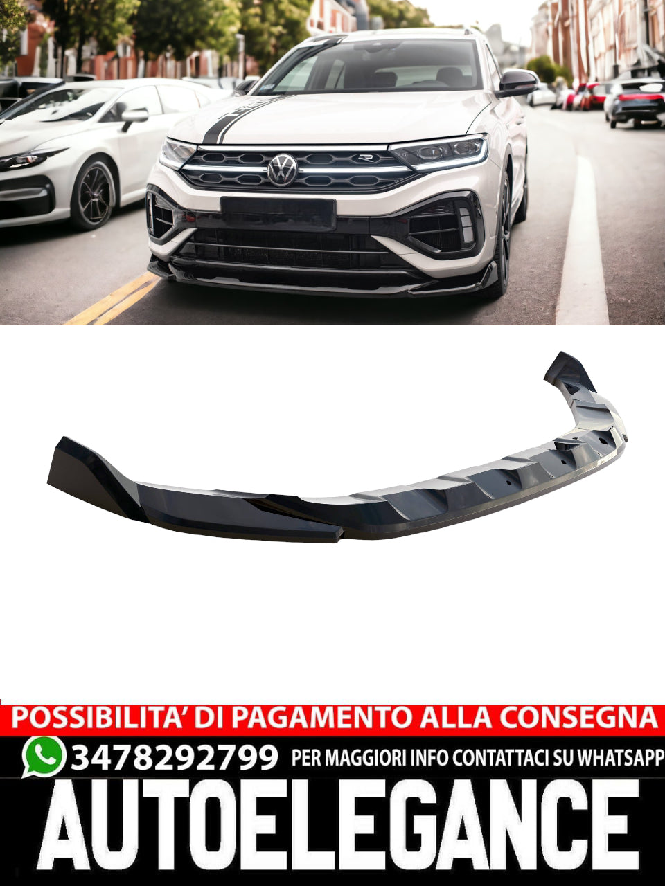 SPLITTER ANTERIORE V.2 ADATTO PER VOLKSWAGEN T-ROC R/R-LINE MK1 FACELIFT
