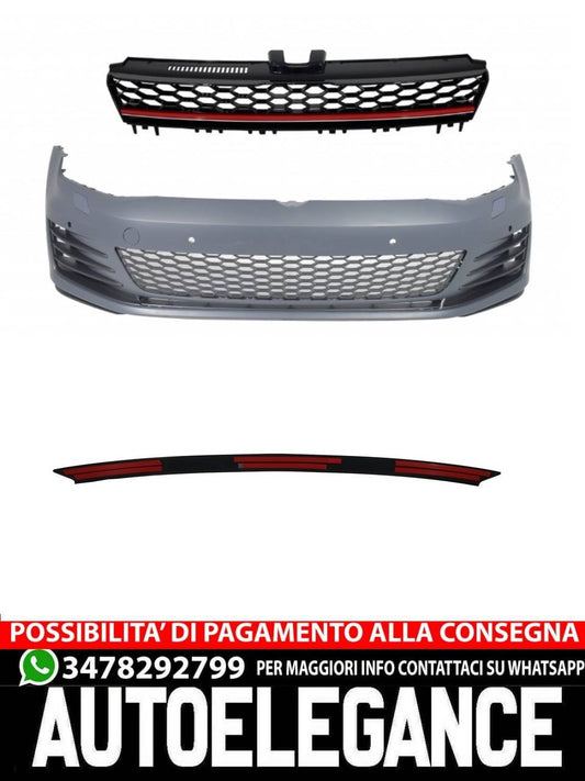 Front bumper suitable for VW Golf VII 7 5G (2013-2017) GTI Look with Grille 