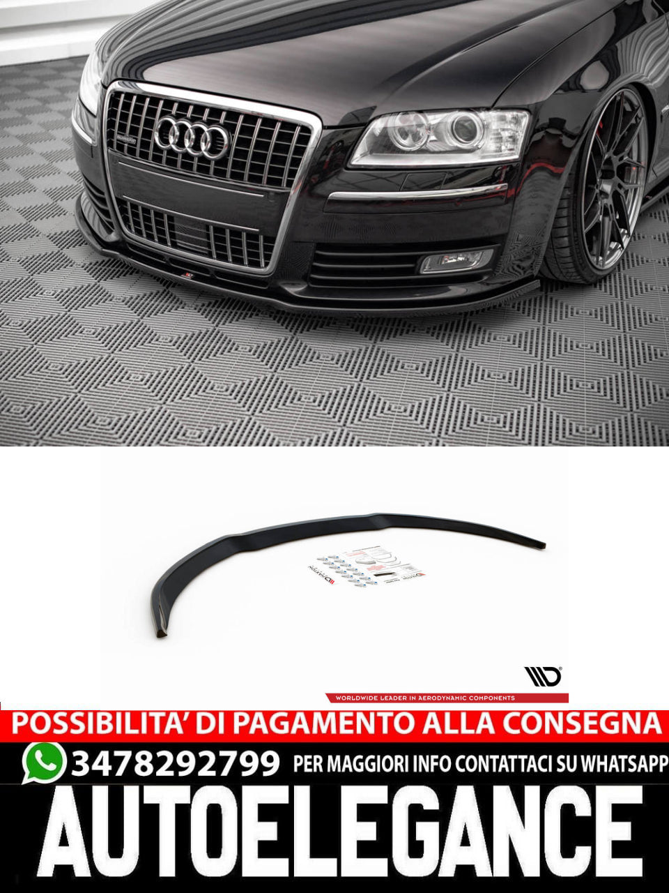 SPLITTER ANTERIORE ADATTO COMPATIBILE PER VW AUDI S8 D3  (2006-2009)