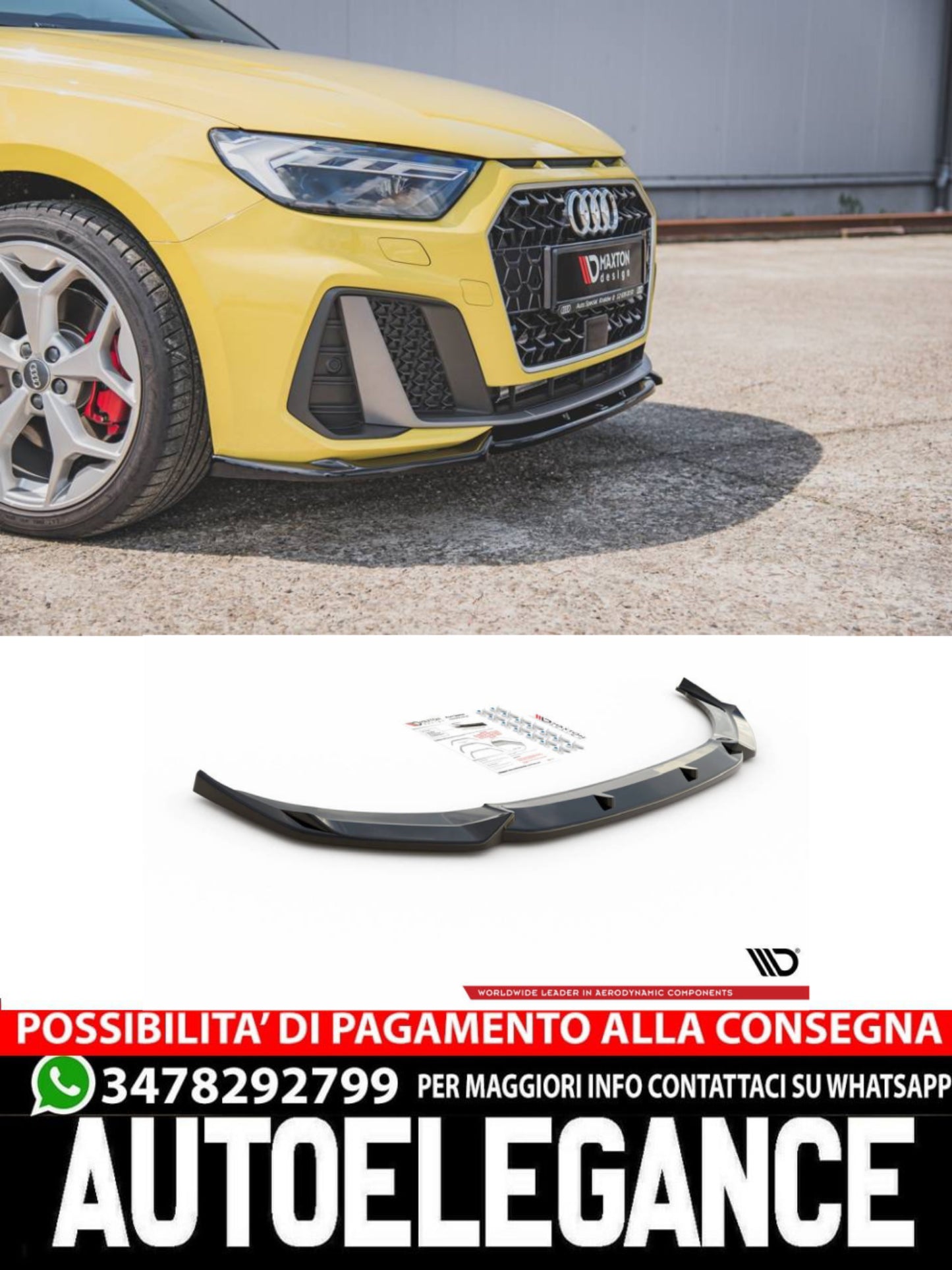 SPLITTER ANTERIORE adatto compatibile per V.3 AUDI A1 S-LINE GB 2018 -