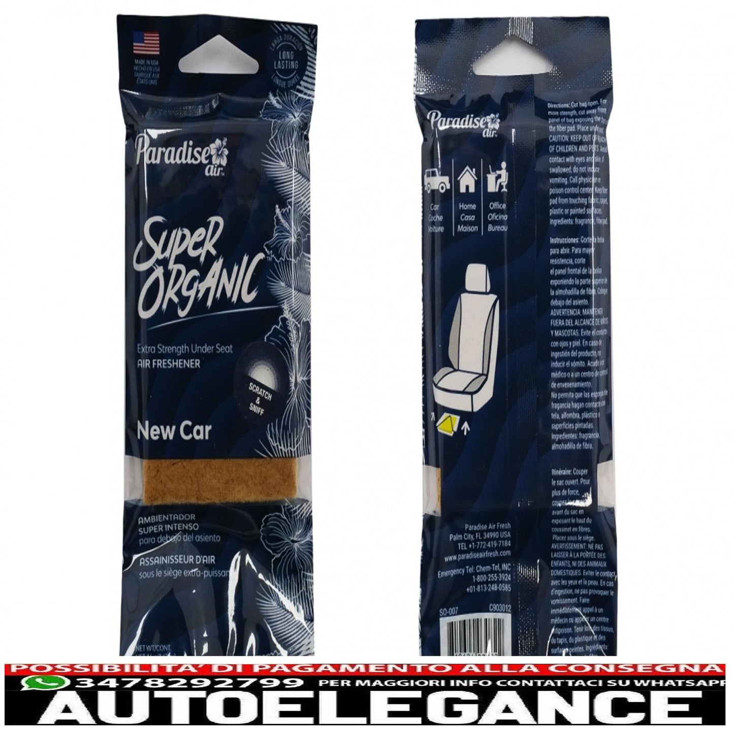 paradiso dell'aria fresca super organico extra forte deodorante sotto il sedile per auto nuove