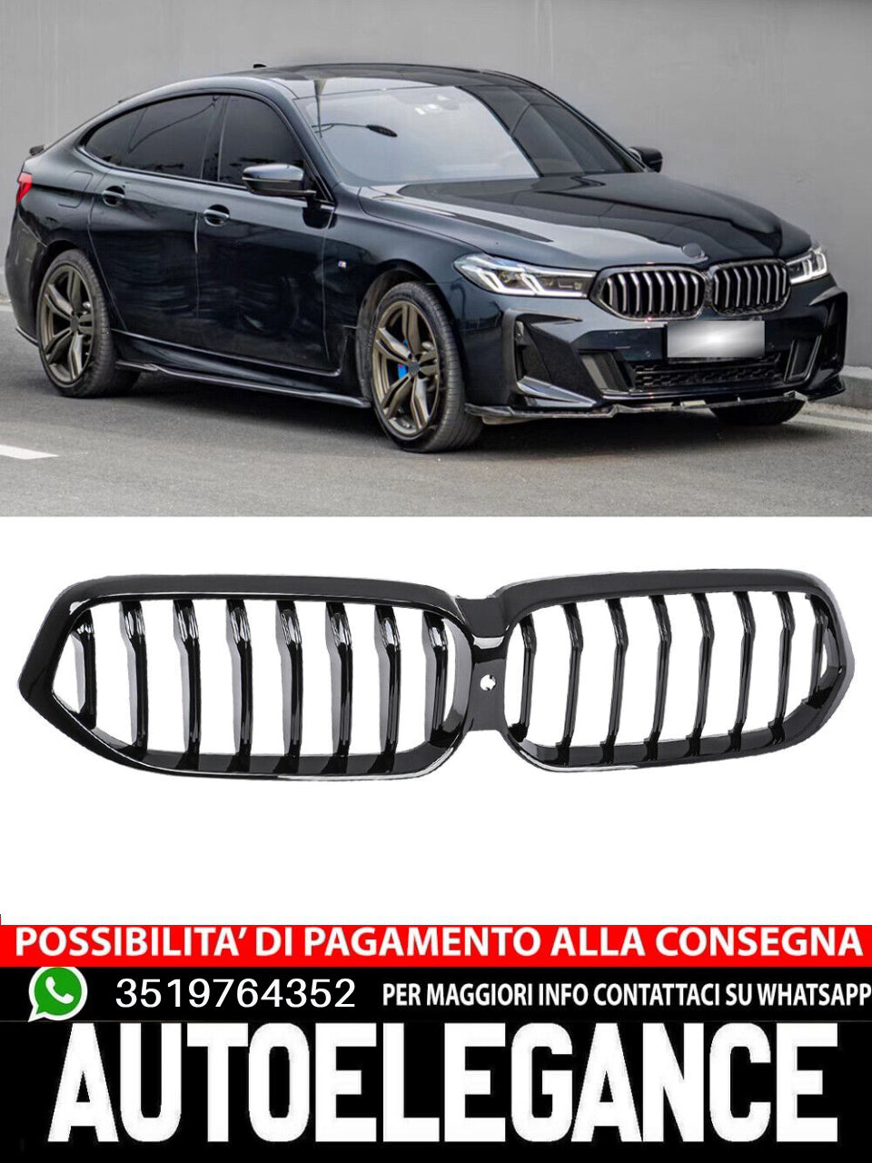 Griglia rene ponte singolo adatto per BMW Serie 6 GT G32 2020 LCI pianoforte