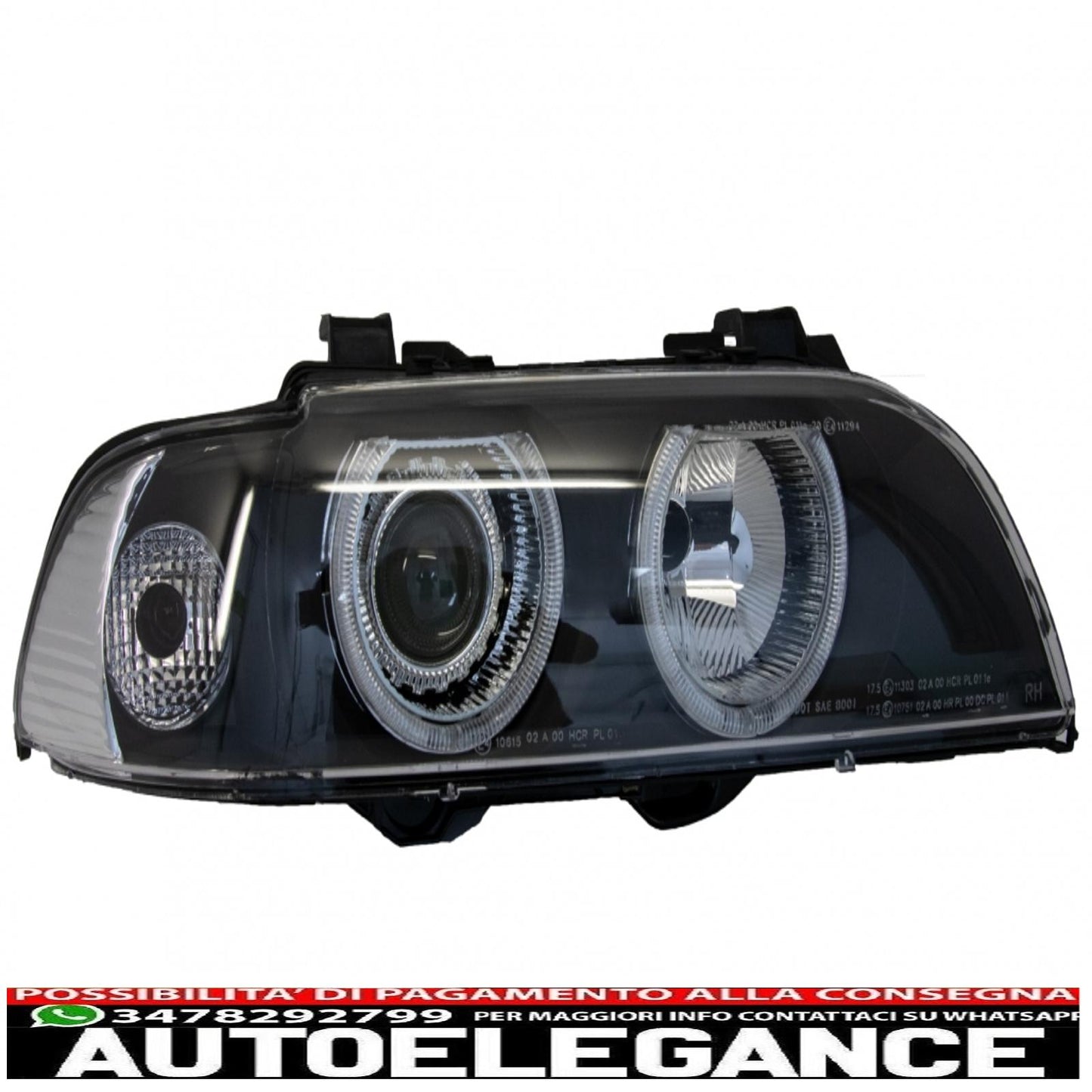 angel eye headlights suitable for bmw 5 series e39 (1996-2003) restyling design black chrome edition 