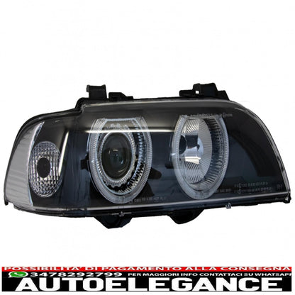 angel eye headlights suitable for bmw 5 series e39 (1996-2003) restyling design black chrome edition 