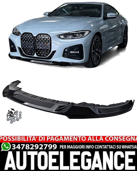 FRONT SPLITTER SUITABLE FOR BMW 4 SERIES G26 GRAND COUPE' LOOK GLOSSY BLACK
