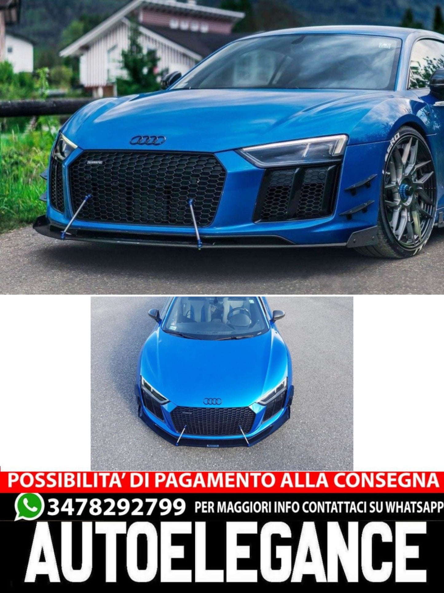 SPLITTER ANTERIORE ADATTO PER  RACING AUDI R8 MK.2   (2015-2018)