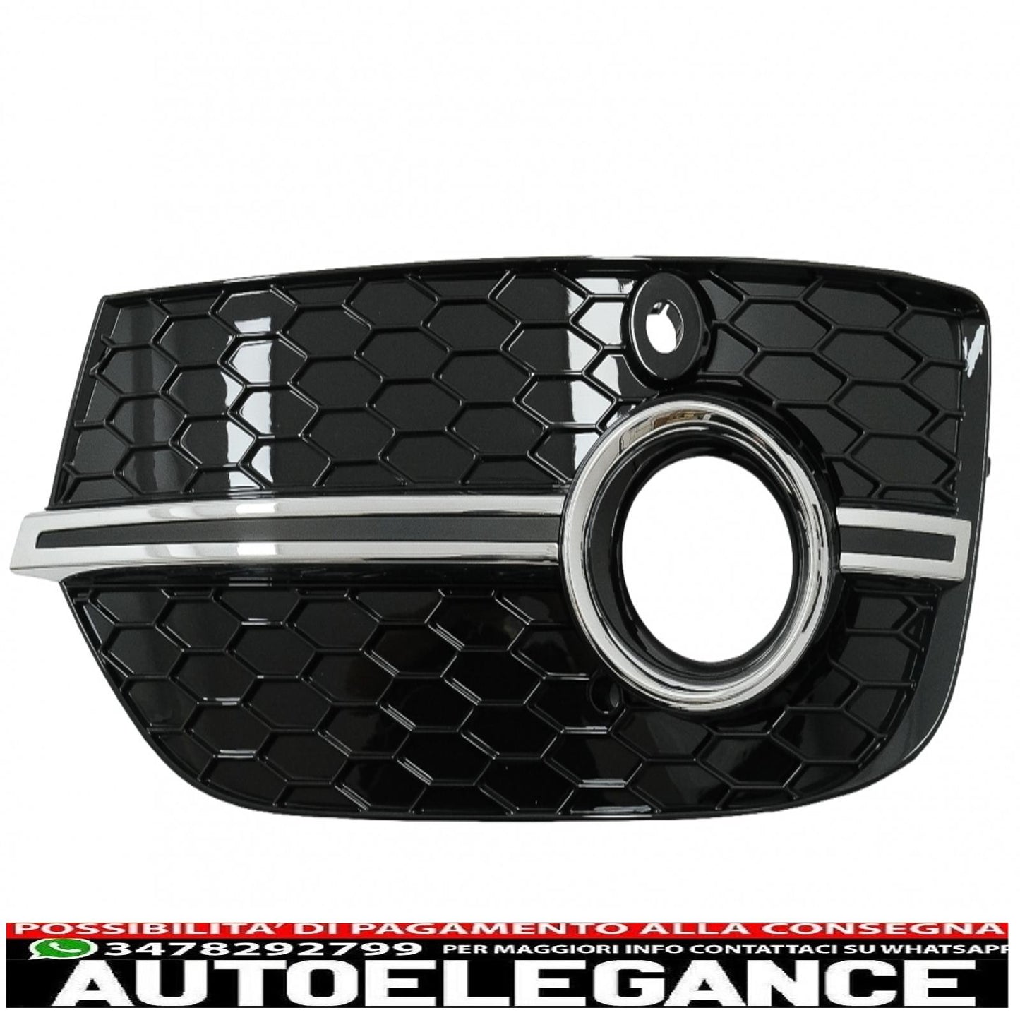 Copri fendinebbia griglie laterali adatto per Audi Q3 8U (2011-2014) RS Design Piano nero cromato AUTOELEGANCERICAMBI