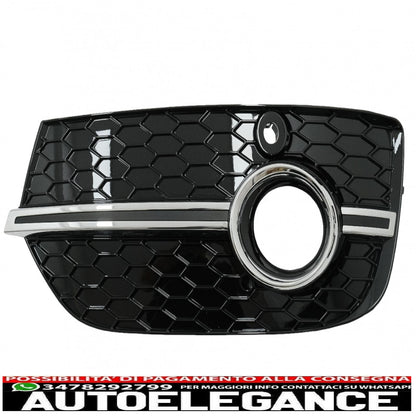 Copri fendinebbia griglie laterali adatto per Audi Q3 8U (2011-2014) RS Design Piano nero cromato AUTOELEGANCERICAMBI