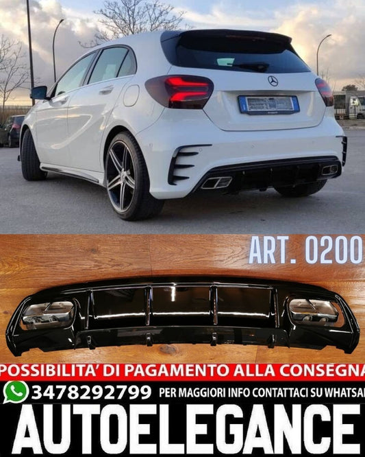 DIFFUSER SUITABLE FOR MERCEDES A CLASS W176 A45 LOOK + CHROME TERMINALS 