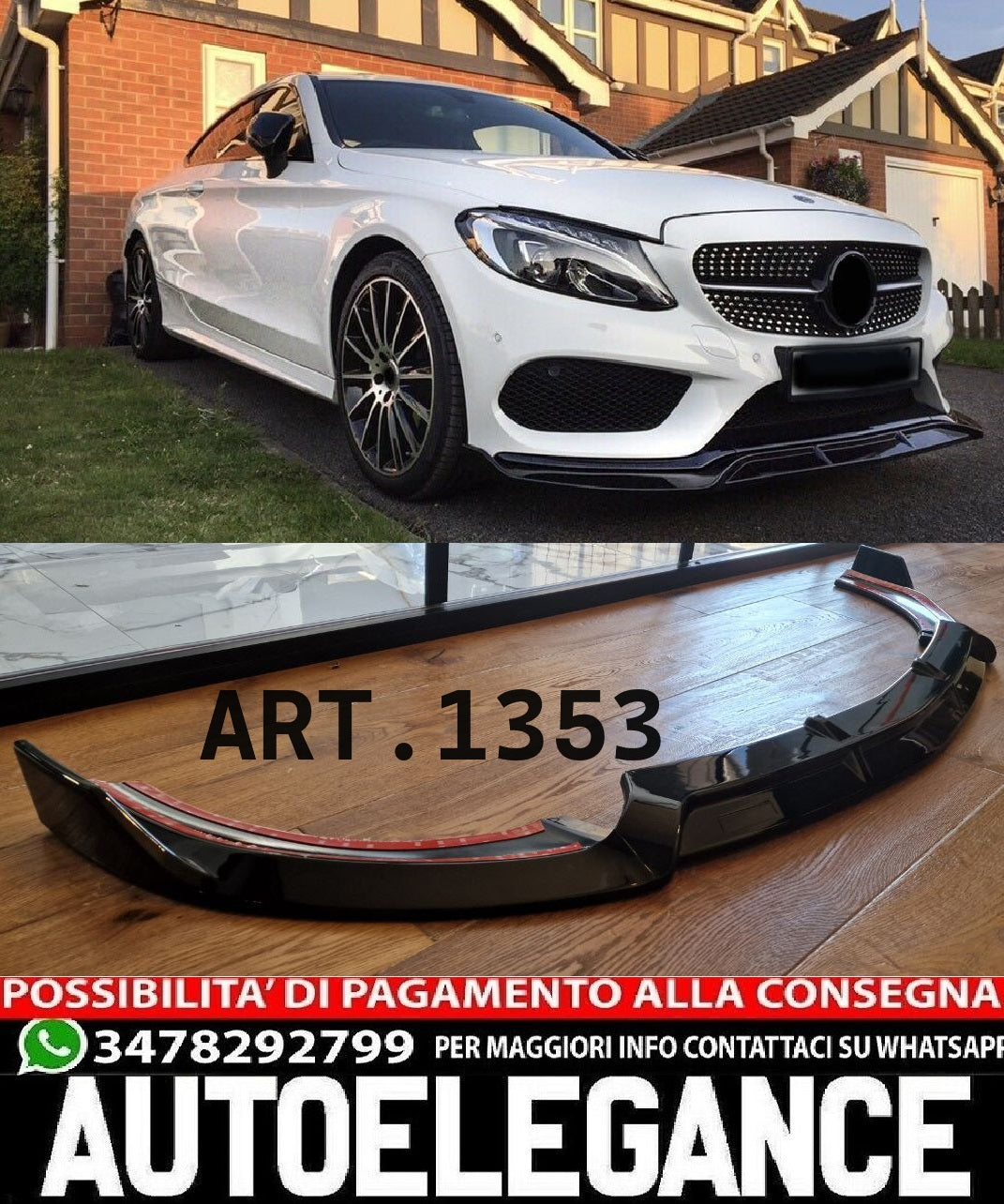 SPLITTER 3 PEZZI ADATTO PER MERCEDES CLASSE E W213 C238 16-20 AMG LOOK BRABUS