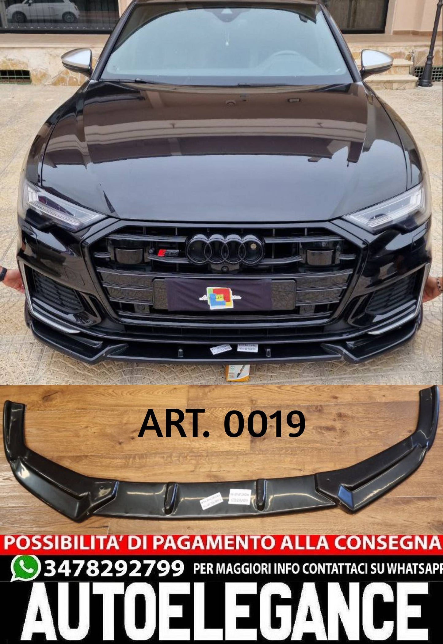 SPLITTER ADATTO PER AUDI A6 4G C8 2018+ NERO LUCIDO V1 LOOK SPORTIVO