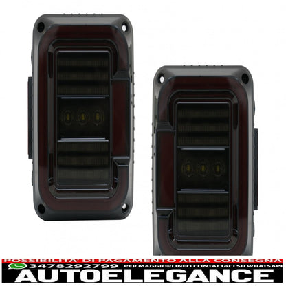 Fanali posteriori full led adatti per jeep wrangler jk (2007-2017) fumé
