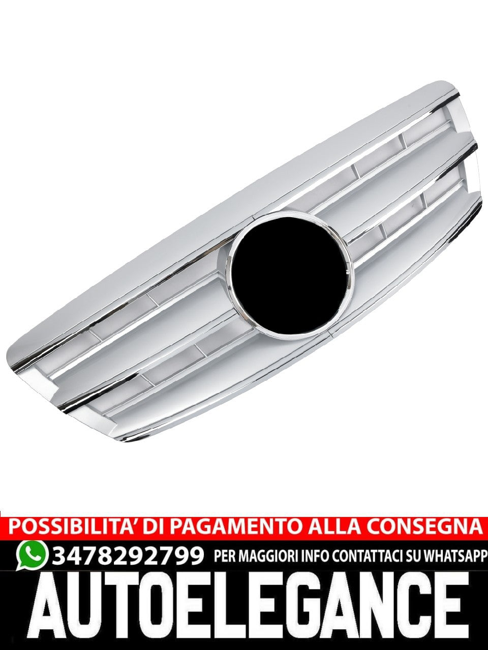 Sports grille for Mercedes W220 S from 10/2002 chrome silver AMG LOOK 
