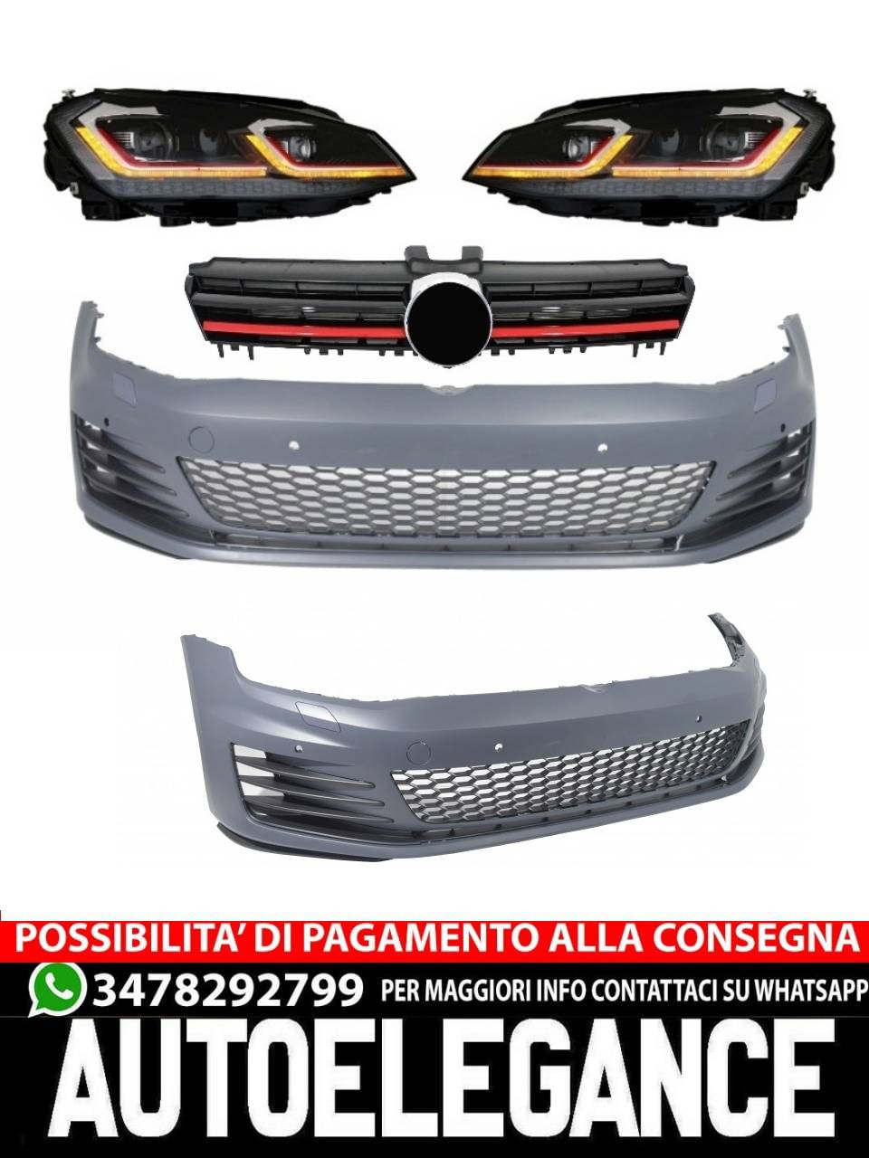 Front bumper suitable for VW Golf VII 7 5G (2013-2017) with G7.5 LED headlights 