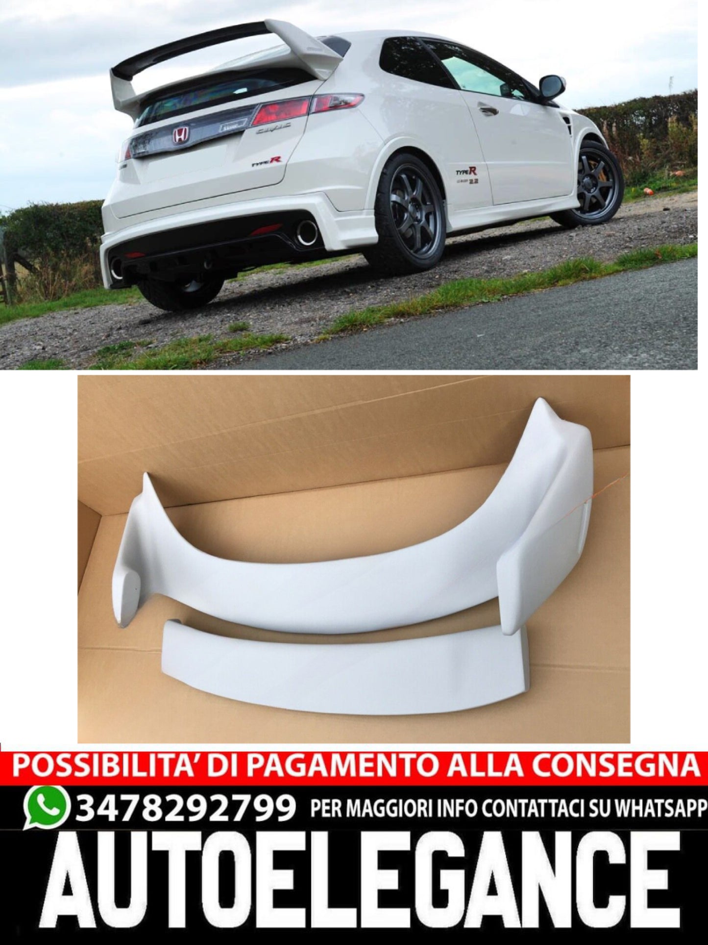 SPOILER  COMPATIBILE PER HONDA CIVIC 8 FK FN 2006-2010