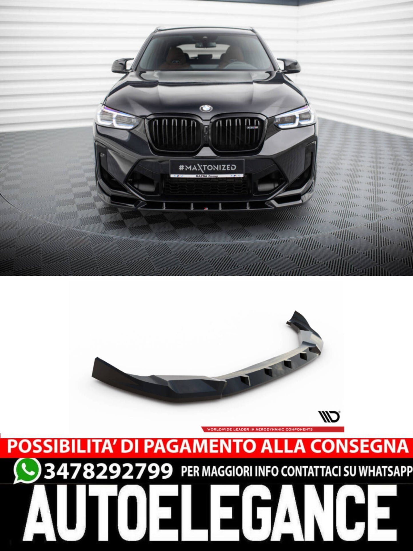 SPLITTER ANTERIORE adatto compatibile per V.1 BMW X3 M F97 FACELIFT  (2021 - )