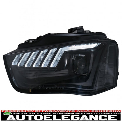 xenon led drl headlights suitable for audi a4 b8.5 facelift (2012-2015) dynamic sequential turning light black
