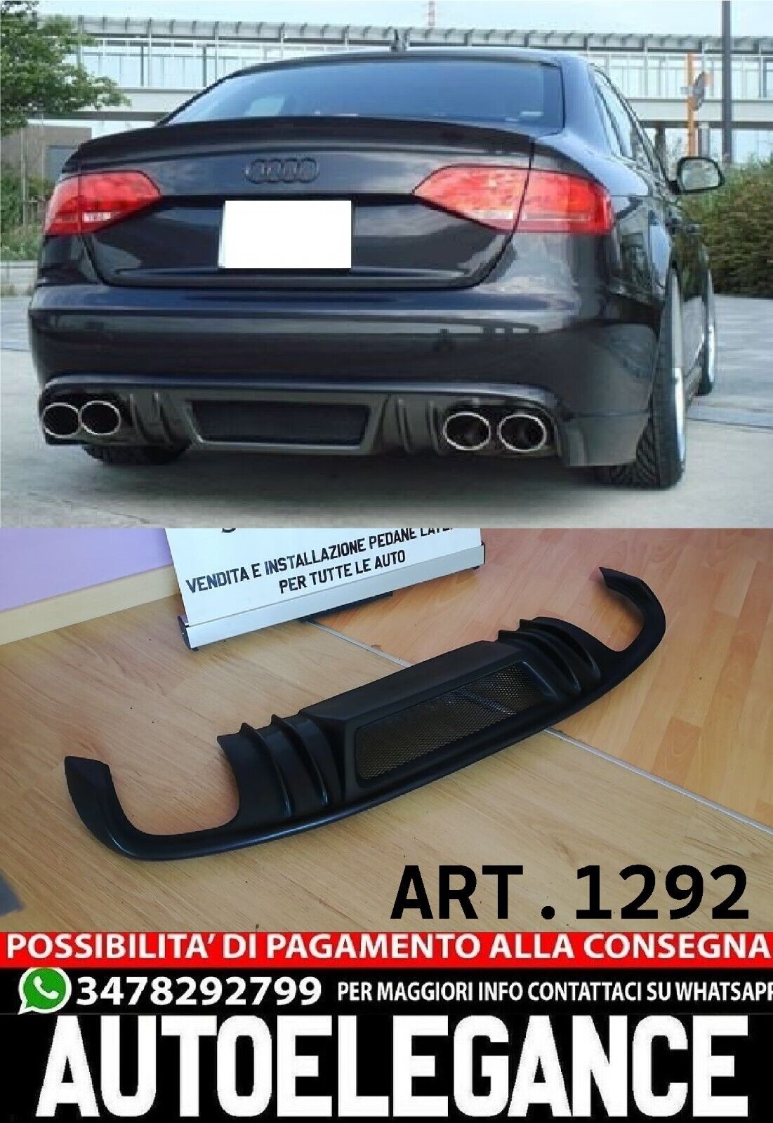 DIFFUSORE ADATTO PER AUDI A5 LOOK AUDI RS5 COUPE STANDARD 07-11