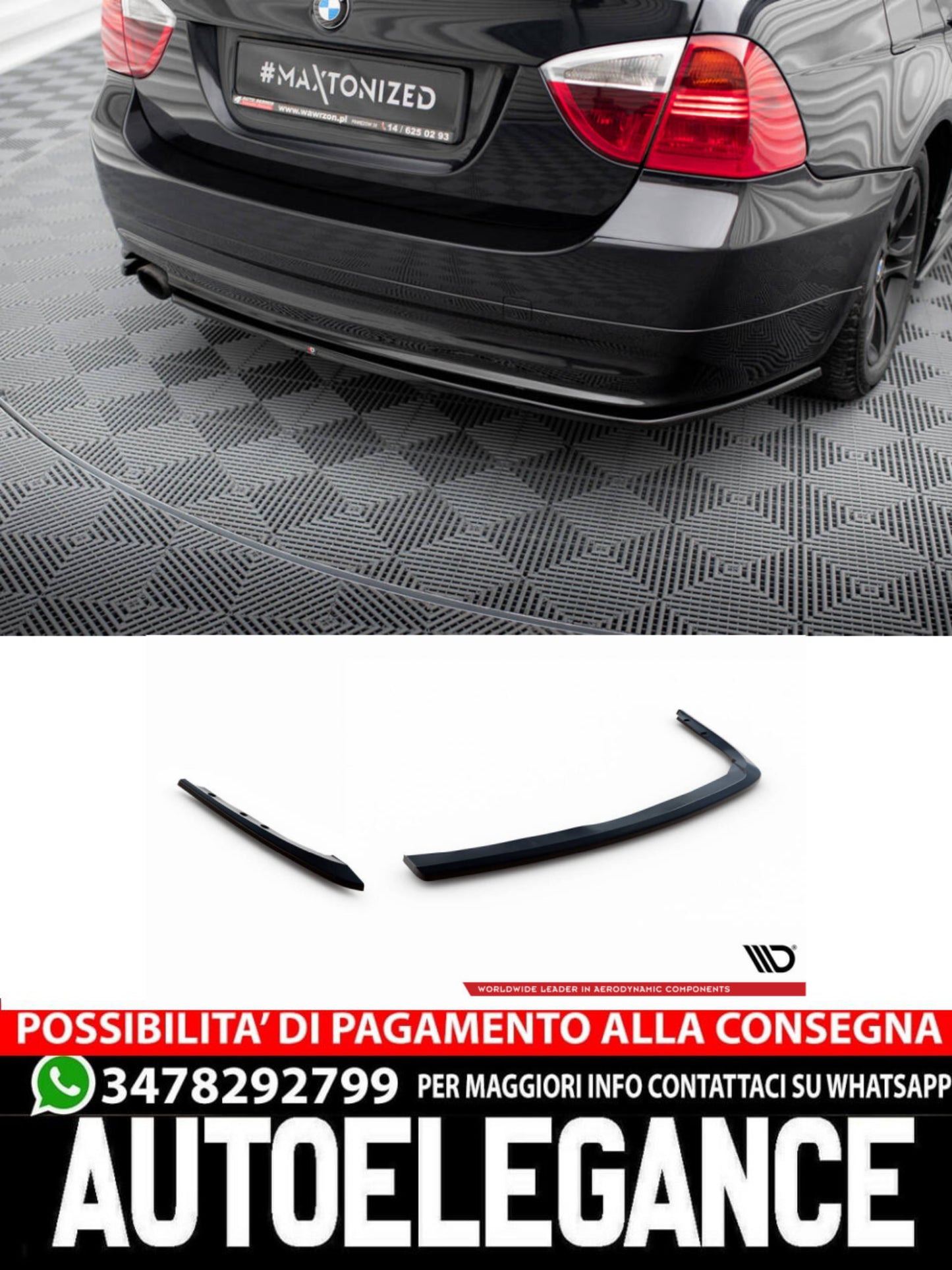 SPLITTER LATERALI POSTERIORI ADATTO PER BMW 3 TOURING E91  (2004-2008)