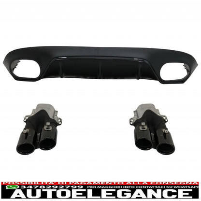 rear diffuser with exhaust tips and central grille with 360° camera suitable for mercedes e class c238 amg sport line (2016+) e53 gt-r design