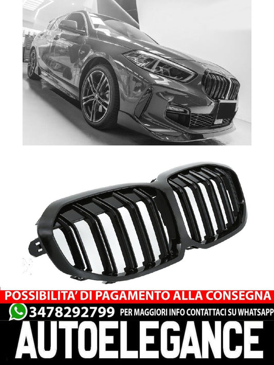 SUITABLE FOR BMW 1 SERIES F40 F41 RADIATOR GRILLE DOUBLE STRIPE GLOSS BLACK 