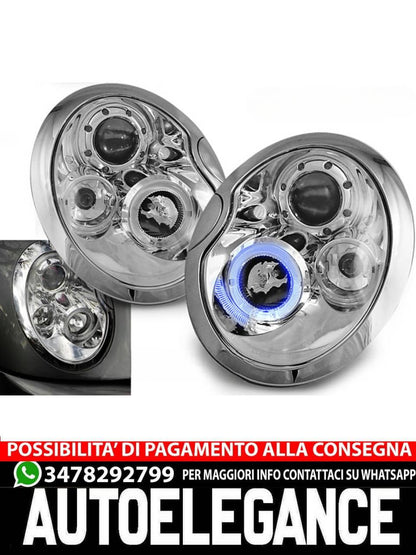 FARI ANTERIORI ANGEL EYES CROMATI per BMW MINI (COOPER) 01-04
