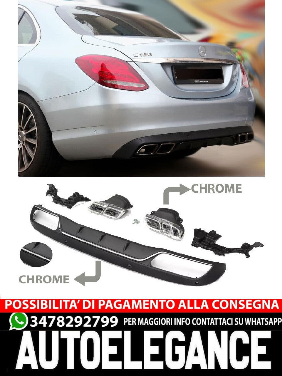 Diffusore spoiler posteriore nella C63 AMG OPTIK adatto per equipaggiamento