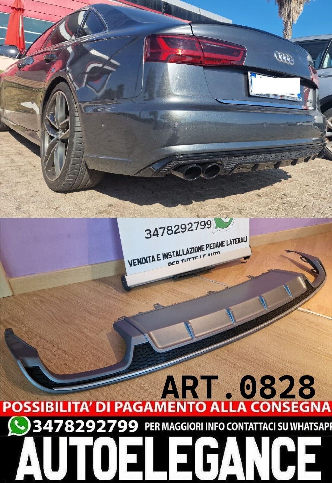 DIFFUSER SUITABLE FOR AUDI A6 4G C7 2015-2018 SLINE LOOK S6