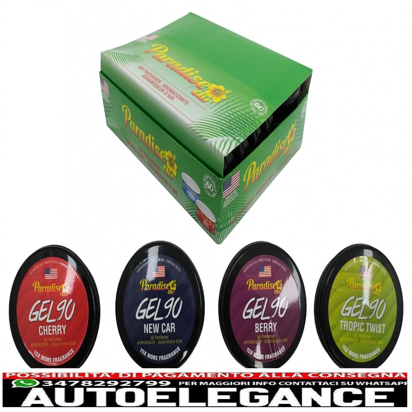 Paradise Fresh Air Slim Gel 90 deodorante per ambienti elimina odori 21 custodie assortite