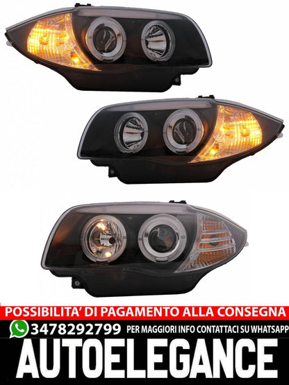 Angel Eyes Fari adatti per BMW Serie 1 E81 E82 E87 E88 (2004-2011) Nero