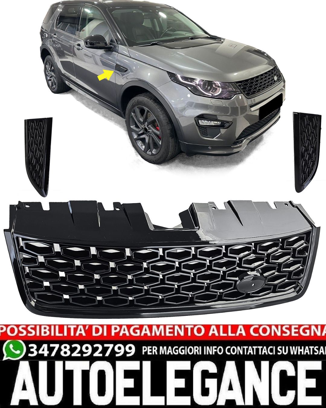 GRIGLIA + GRIGLIE LATERALI ADATTA PER LAND ROVER DISCOVERY SPORT L550 2015-2020