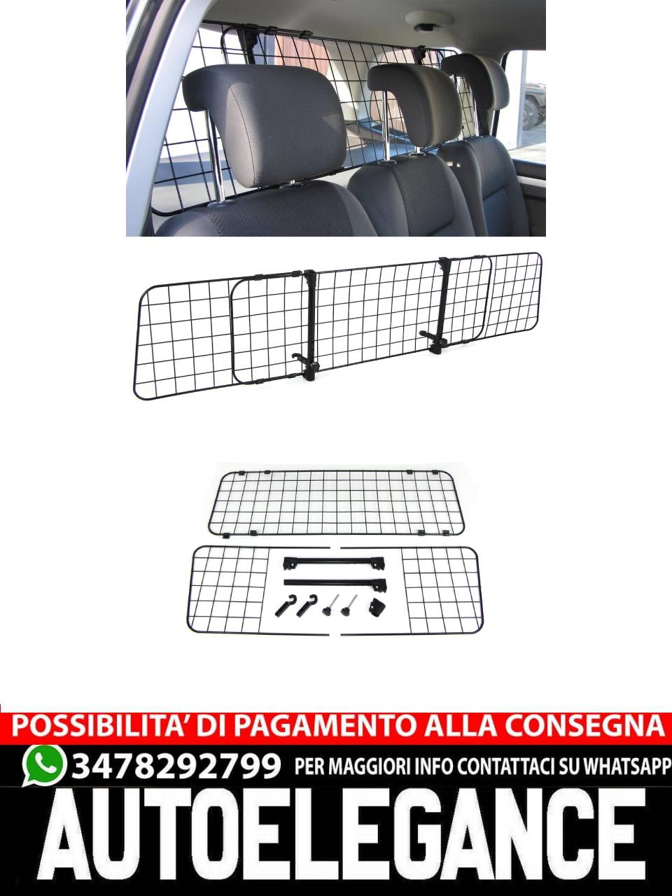 auto station wagon griglia per cani griglia di protezione bagagliaio regolabile AUTOELEGANCERICAMBI